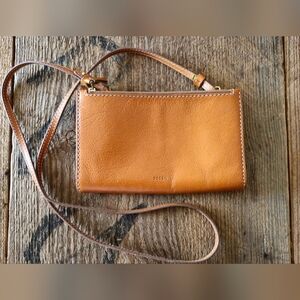 Fossil Tan Leather Crossbody Bag